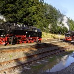 Brockenbahn der Harzer Schmalspurbahnen (HSB) im Bahnhof Schierke