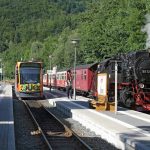 Harzquerbahn: Zugkreuzung im Bahnhof Illfeld