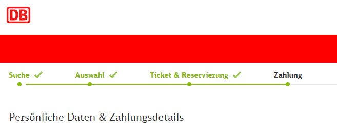 Bahn-Gutschein einlösen - Persönliche Daten & Zahlungsdetails