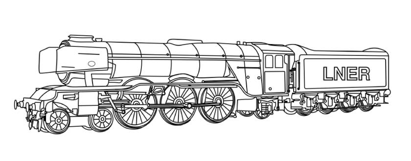 Malvorlage Ausmalbild Dampflok - Flying Scotsman