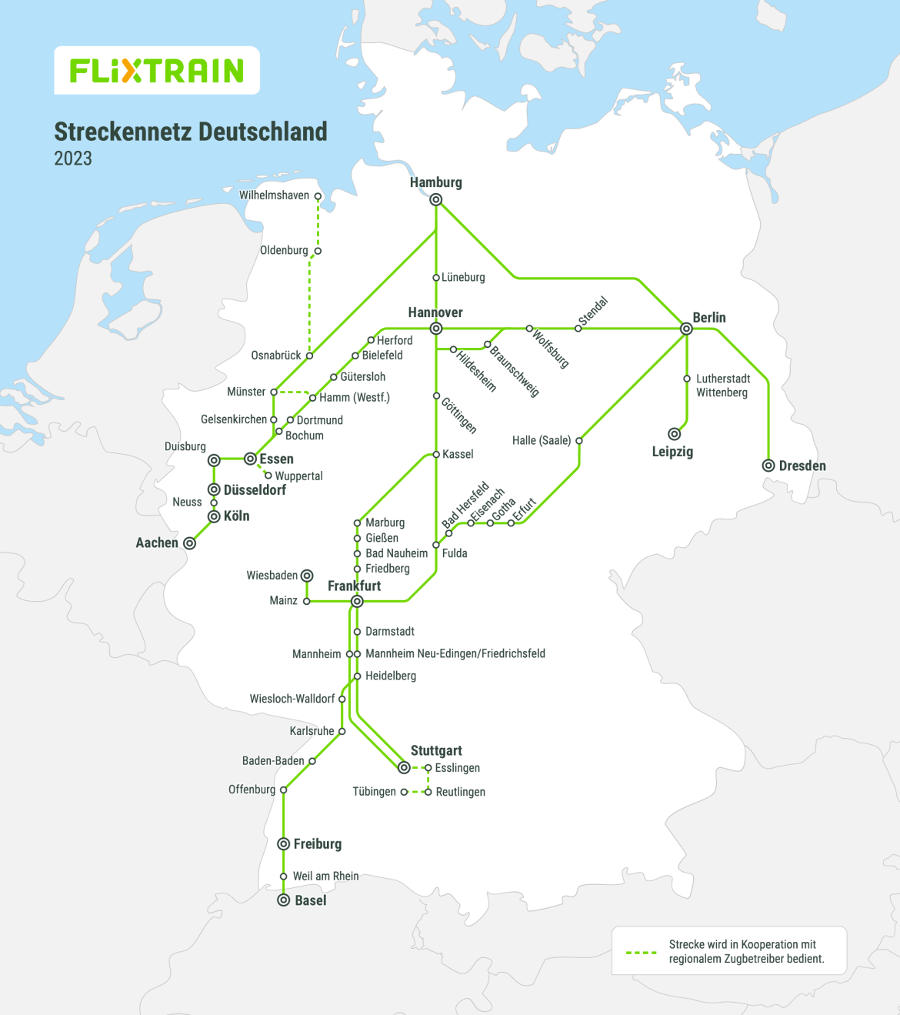 Flixtrain Streckennetz 2023