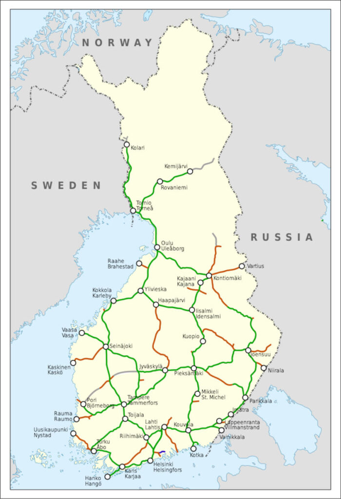 Bahn Finnland - Streckennetz und Zug-Verbindungen